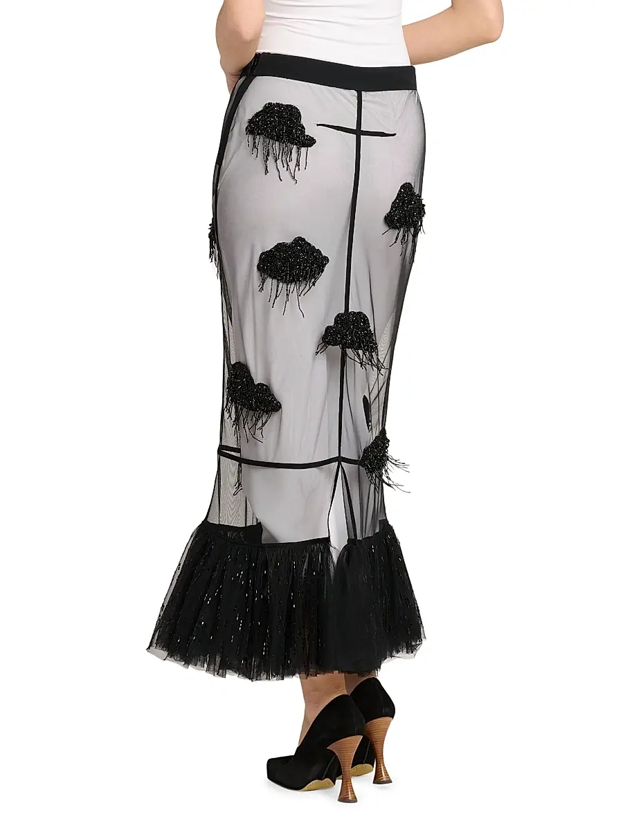 MOSCHINO Women's Appliqué Mesh Midi-Skirt | Thumbnail 5 MOSCHINO Women's Appliqué Mesh Midi-Skirt | Thumbnail 5