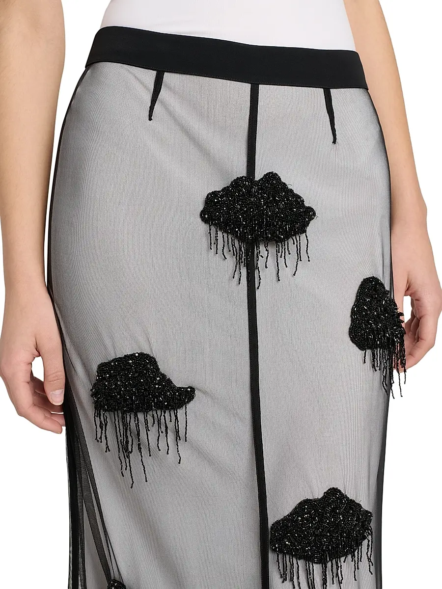 MOSCHINO Women's Appliqué Mesh Midi-Skirt | Thumbnail 6 MOSCHINO Women's Appliqué Mesh Midi-Skirt | Thumbnail 6