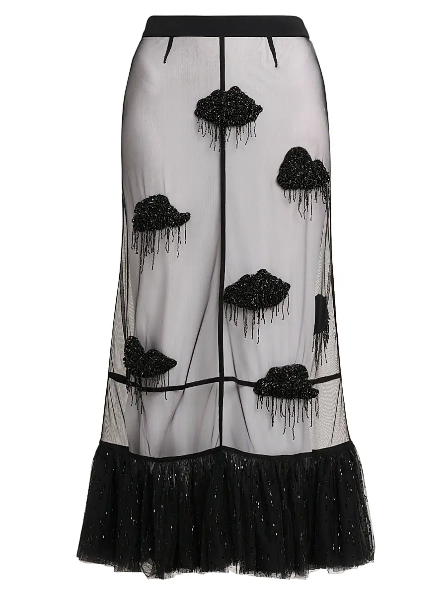 MOSCHINO Women's Appliqué Mesh Midi-Skirt