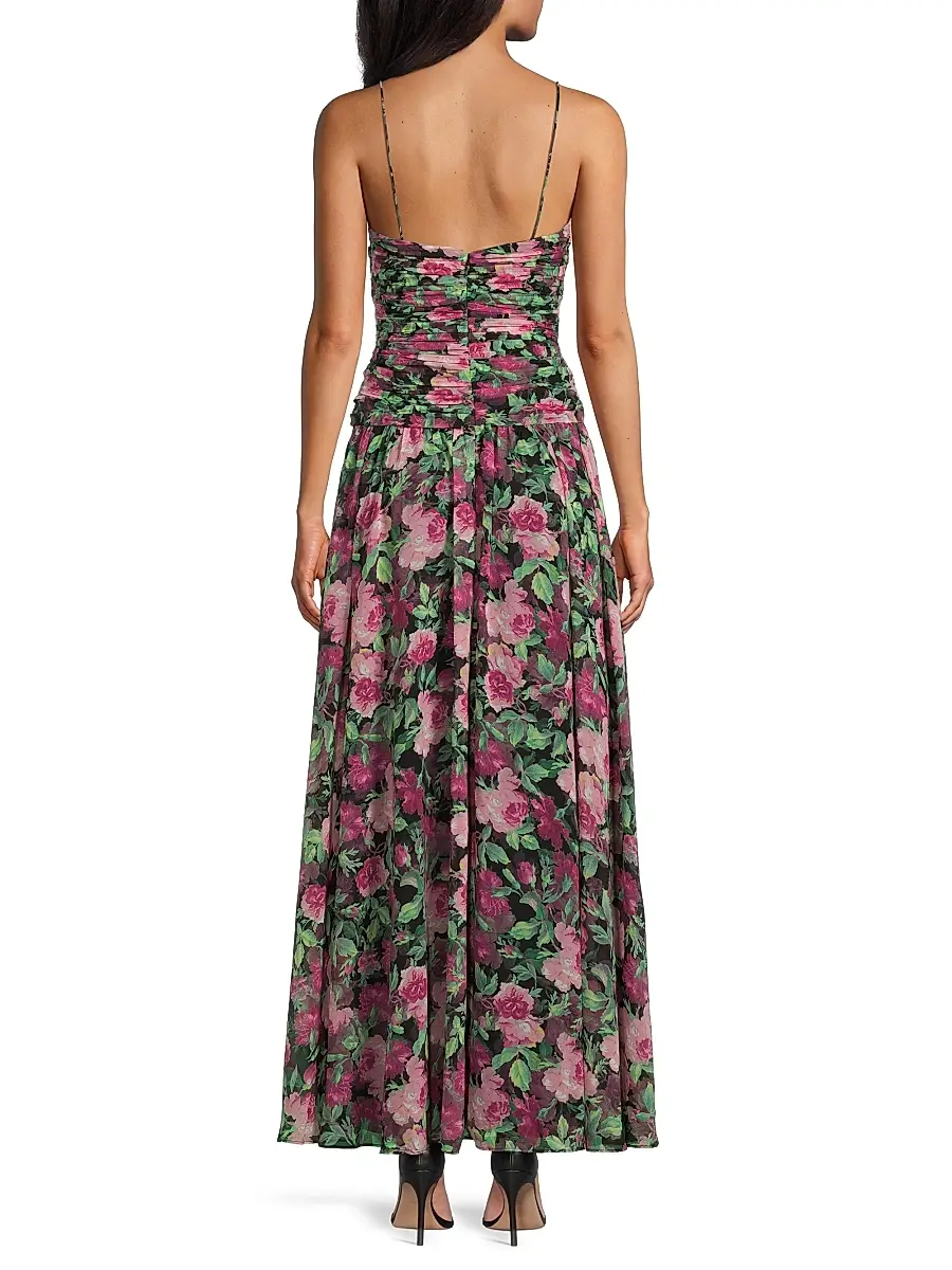 Ungaro Women's Dylan Floral Chiffon Ruched Maxi Dress | Thumbnail 5