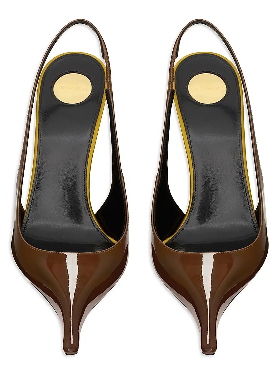 Saint Laurent Women's Amalia Slingback Pumps in Patent Leather - Wood Ocre | Thumbnail 3 Saint Laurent Women's Amalia Slingback Pumps in Patent Leather - Wood Ocre | Thumbnail 3
