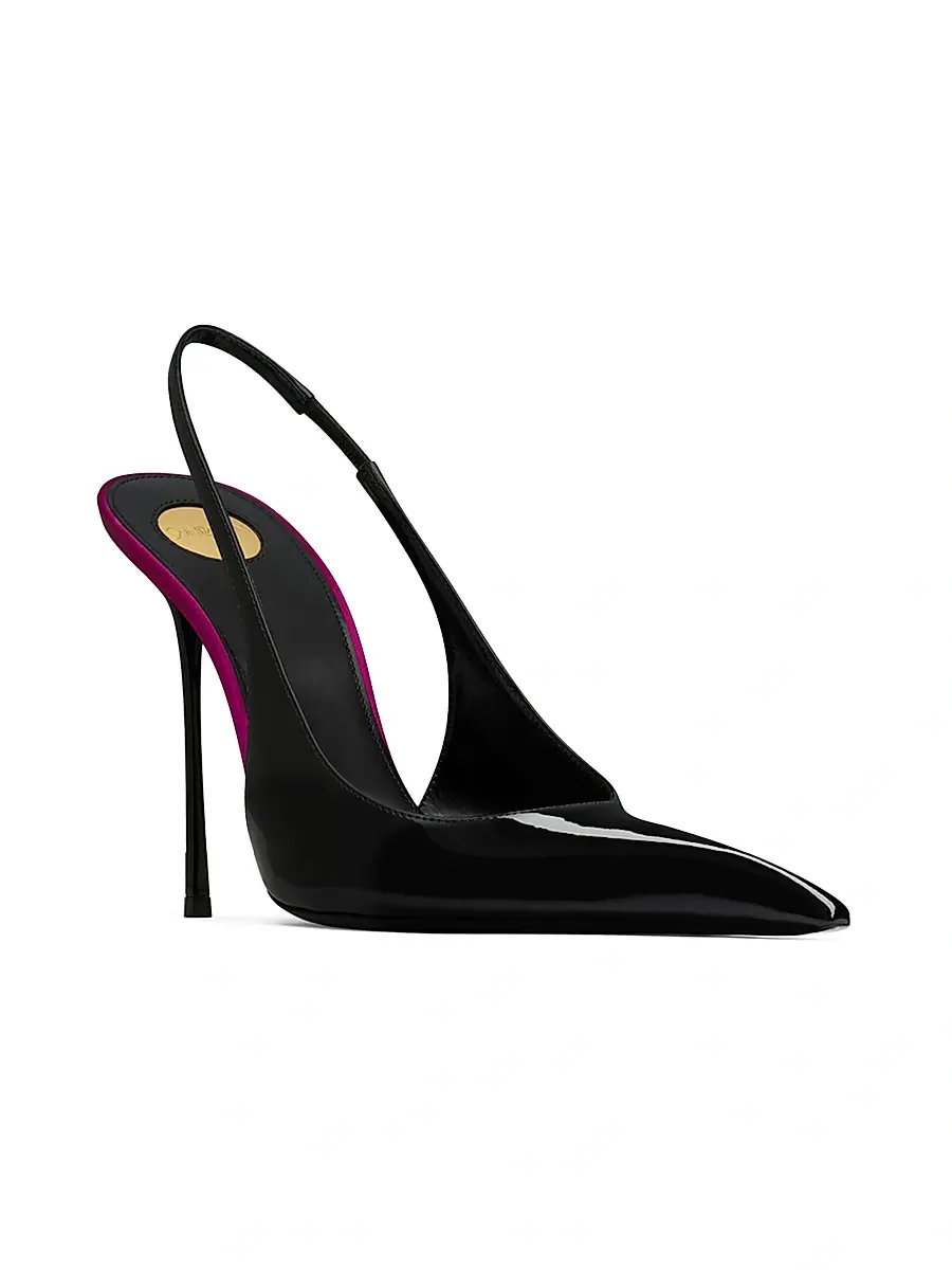 Saint Laurent Women's Amalia Slingback Pumps in Patent Leather - Wood Ocre | Thumbnail 7 Saint Laurent Women's Amalia Slingback Pumps in Patent Leather - Wood Ocre | Thumbnail 7