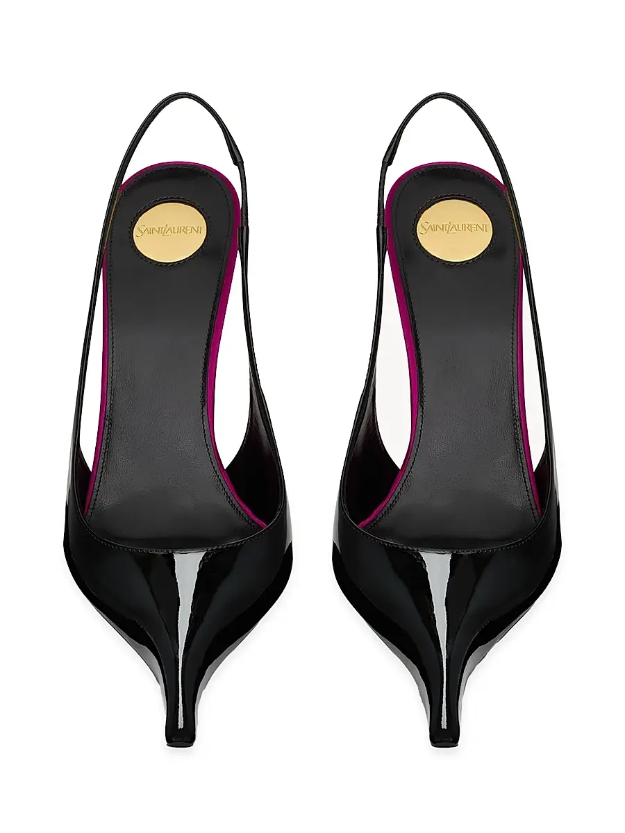 Saint Laurent Women's Amalia Slingback Pumps in Patent Leather - Wood Ocre | Thumbnail 8 Saint Laurent Women's Amalia Slingback Pumps in Patent Leather - Wood Ocre | Thumbnail 8