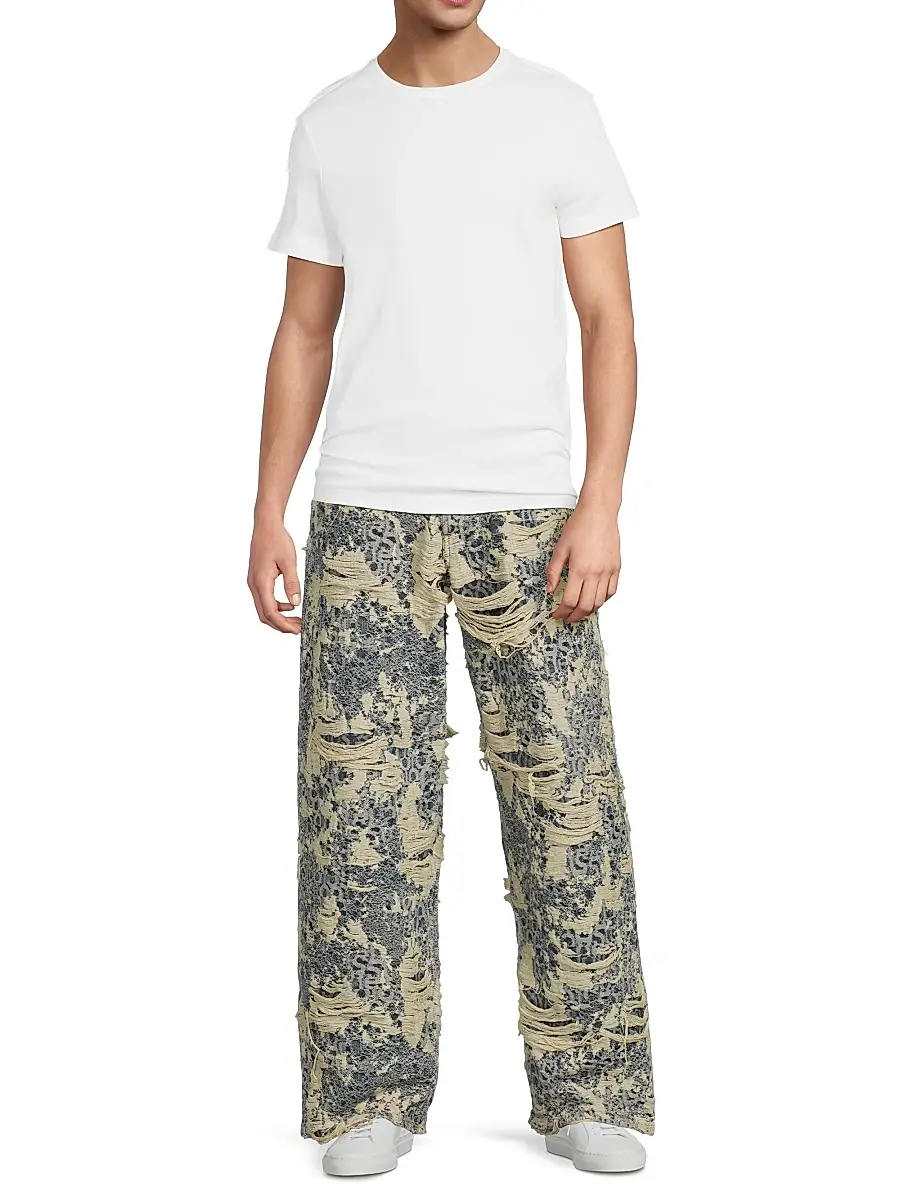 Acne Studios Men's 1981 Distressed Monogram Jeans | Thumbnail 2