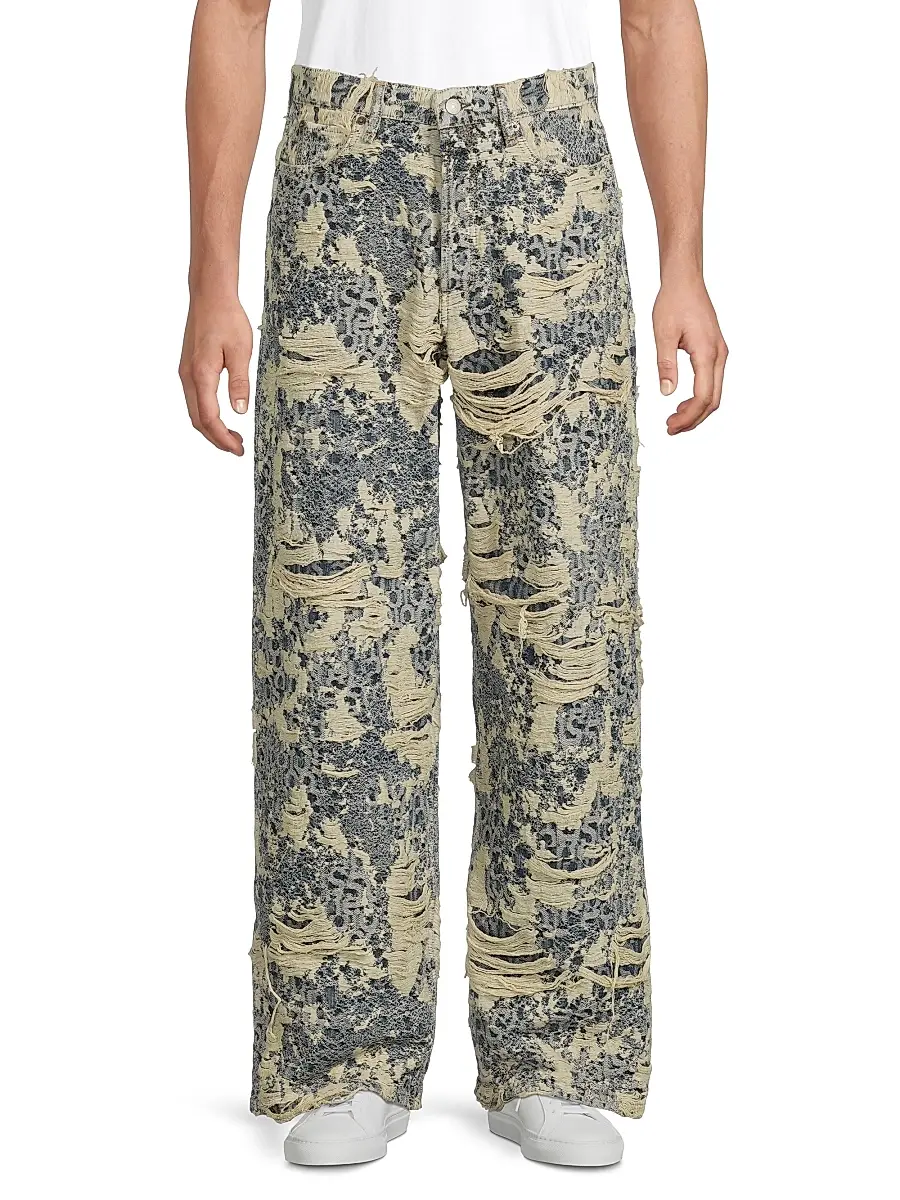 Acne Studios Men's 1981 Distressed Monogram Jeans | Thumbnail 3