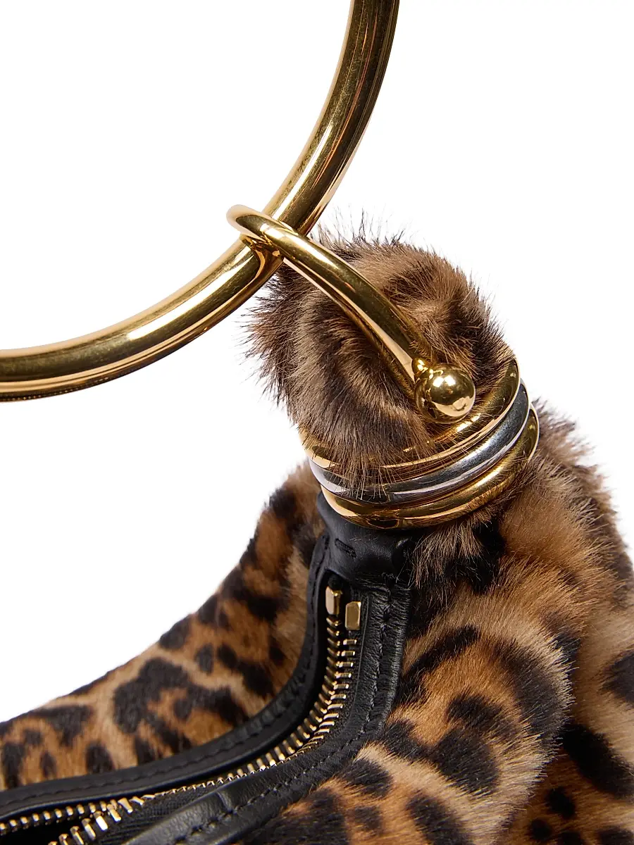 Chloé Women's Bracelet Leopard-Print Shearling Bag - Jungle Brown | Thumbnail 8 Chloé Women's Bracelet Leopard-Print Shearling Bag - Jungle Brown | Thumbnail 8