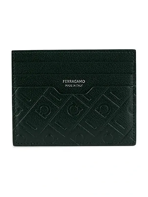 Ferragamo Men's MD Embossed Gancio Card Holder