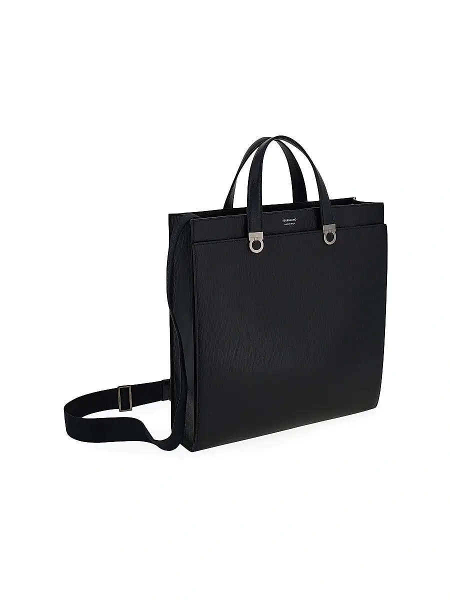 Ferragamo Men's Trading Hammered Leather Tote | Thumbnail 4 Ferragamo Men's Trading Hammered Leather Tote | Thumbnail 4