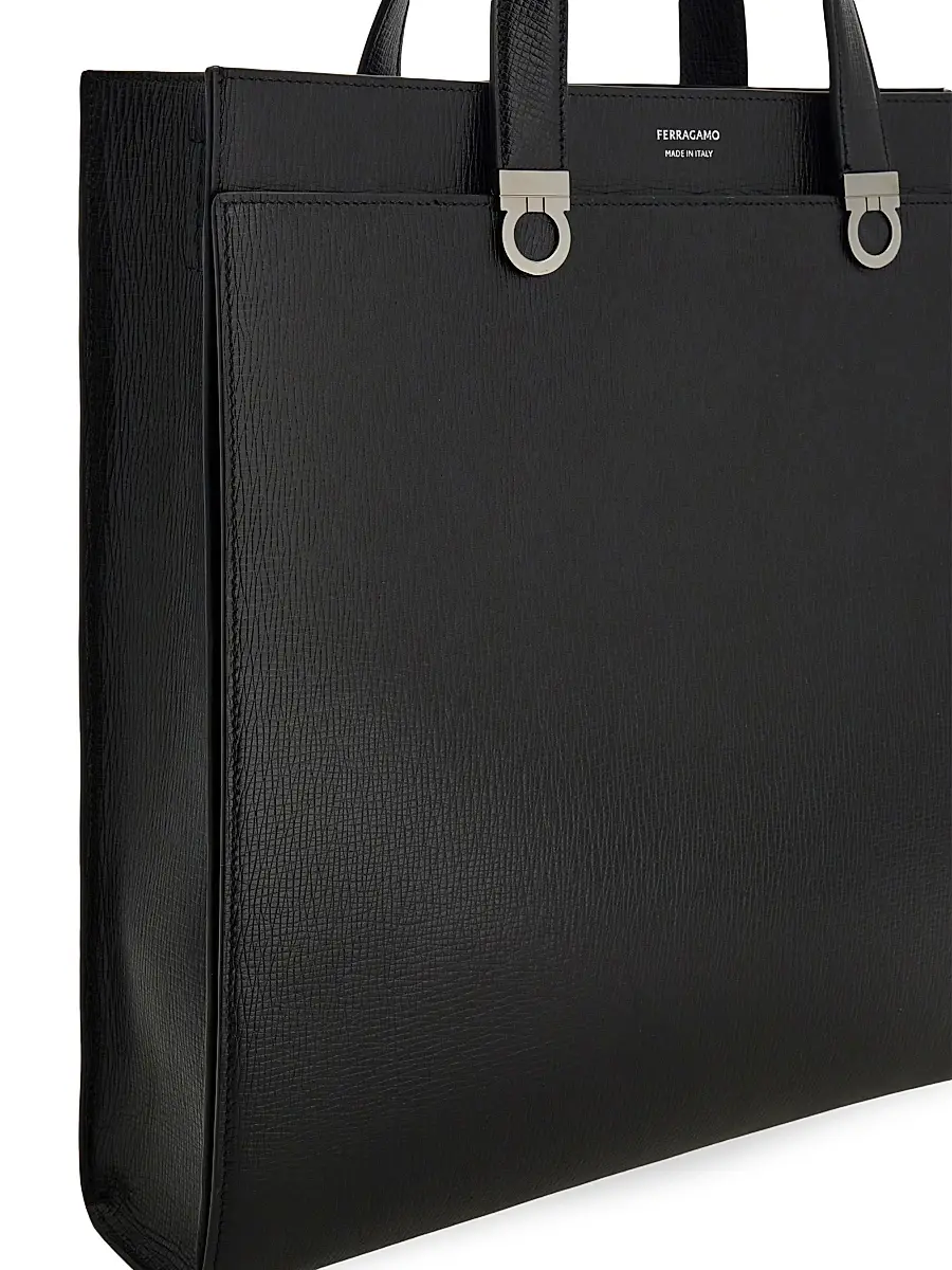 Ferragamo Men's Trading Hammered Leather Tote | Thumbnail 7 Ferragamo Men's Trading Hammered Leather Tote | Thumbnail 7