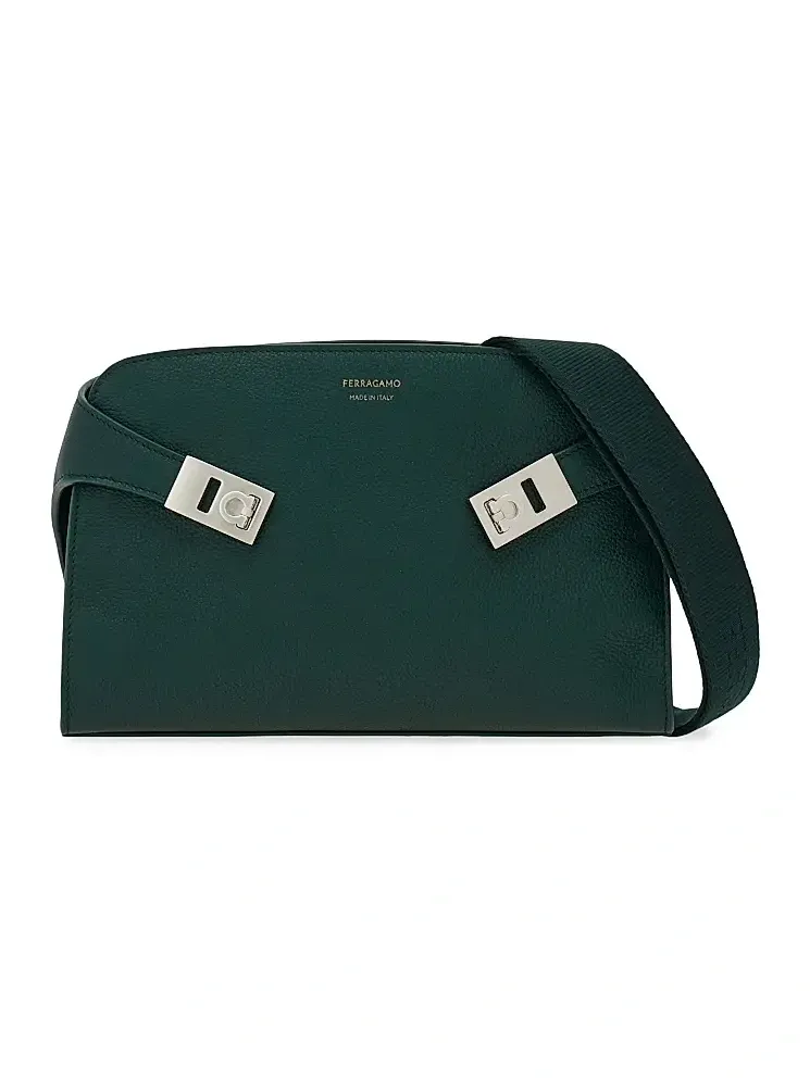Ferragamo Men's Hug Hammered Leather Crossbody Bag