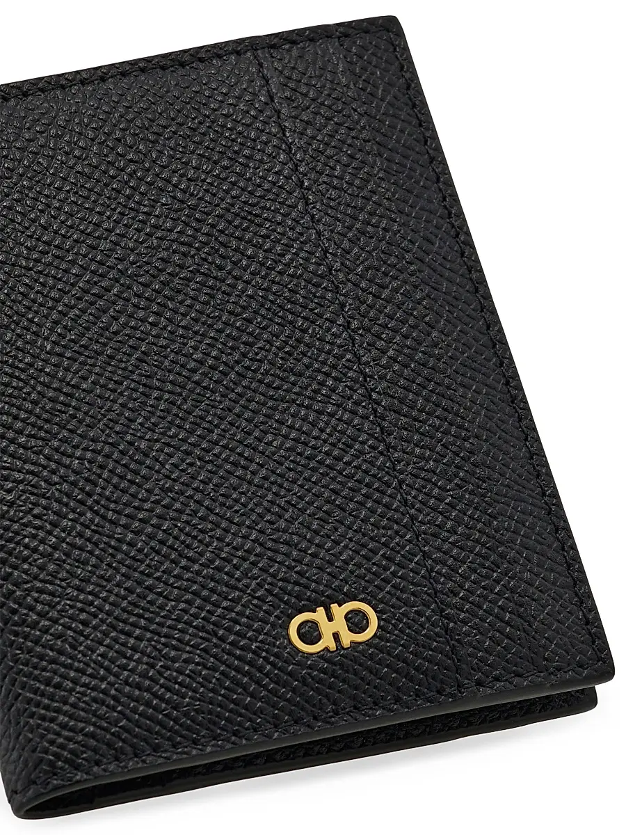 FERRAGAMO Men's Micro Gancio Bi-Fold Wallet - Nero | Thumbnail 5