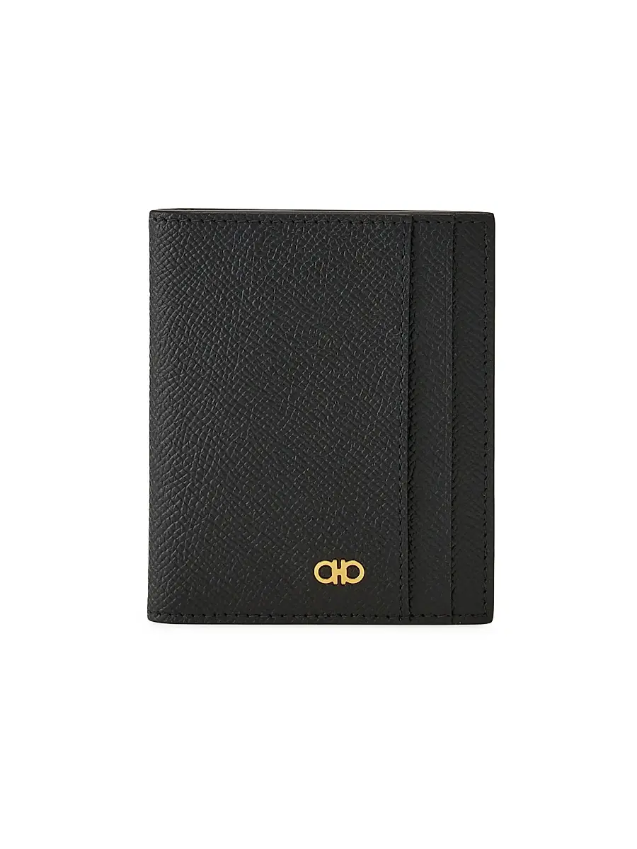 FERRAGAMO Men's Micro Gancio Bi-Fold Wallet - Nero | Image 1 FERRAGAMO Men's Micro Gancio Bi-Fold Wallet - Nero | Image 1