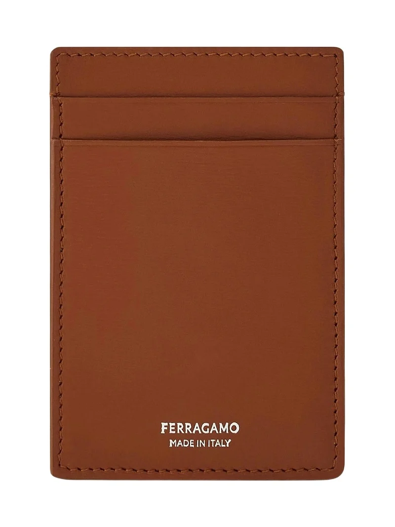 Ferragamo Men's Florence Leather Card Case & Money Clip - New Cognac