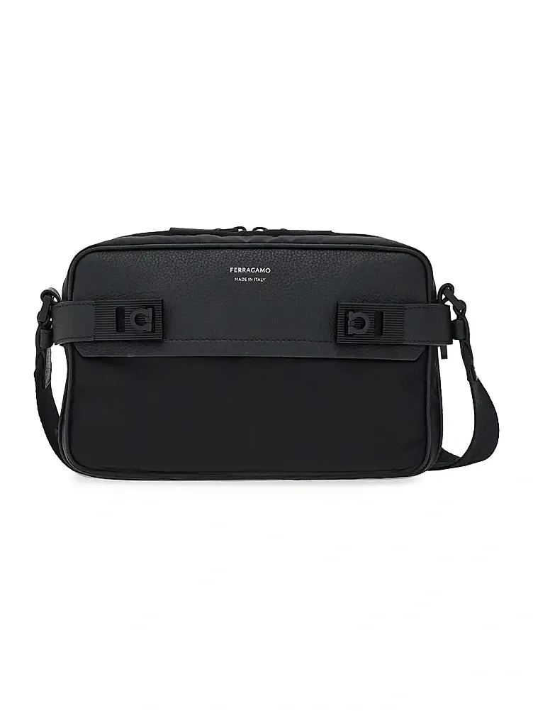 Ferragamo Men's Twins Gancini East-West Crossbody Bag