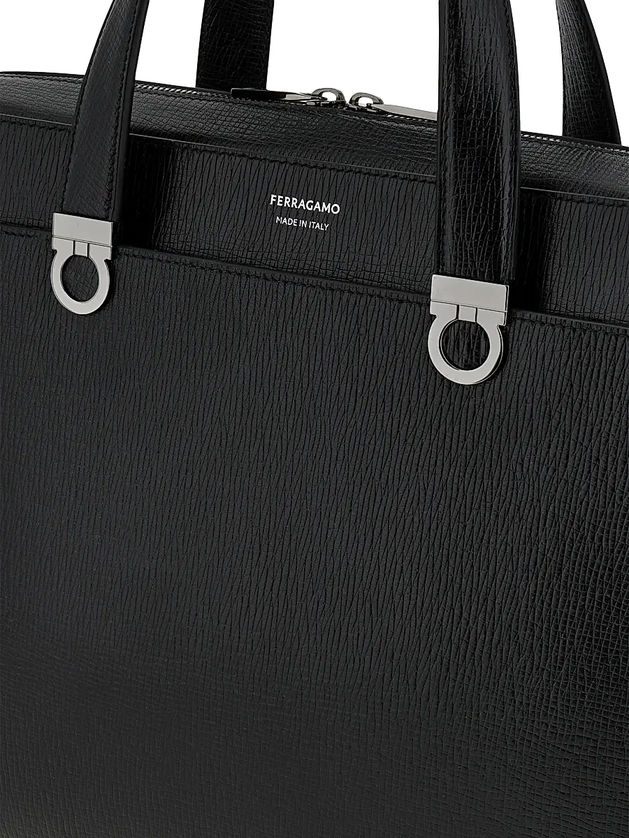 Ferragamo Men's Trading Hammered Leather Briefcase | Thumbnail 7 Ferragamo Men's Trading Hammered Leather Briefcase | Thumbnail 7