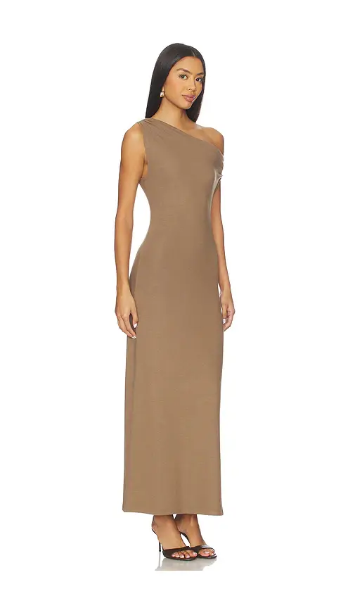 LESET Lauren Ruched Asymmetrical Shoulder Dress | Thumbnail 2