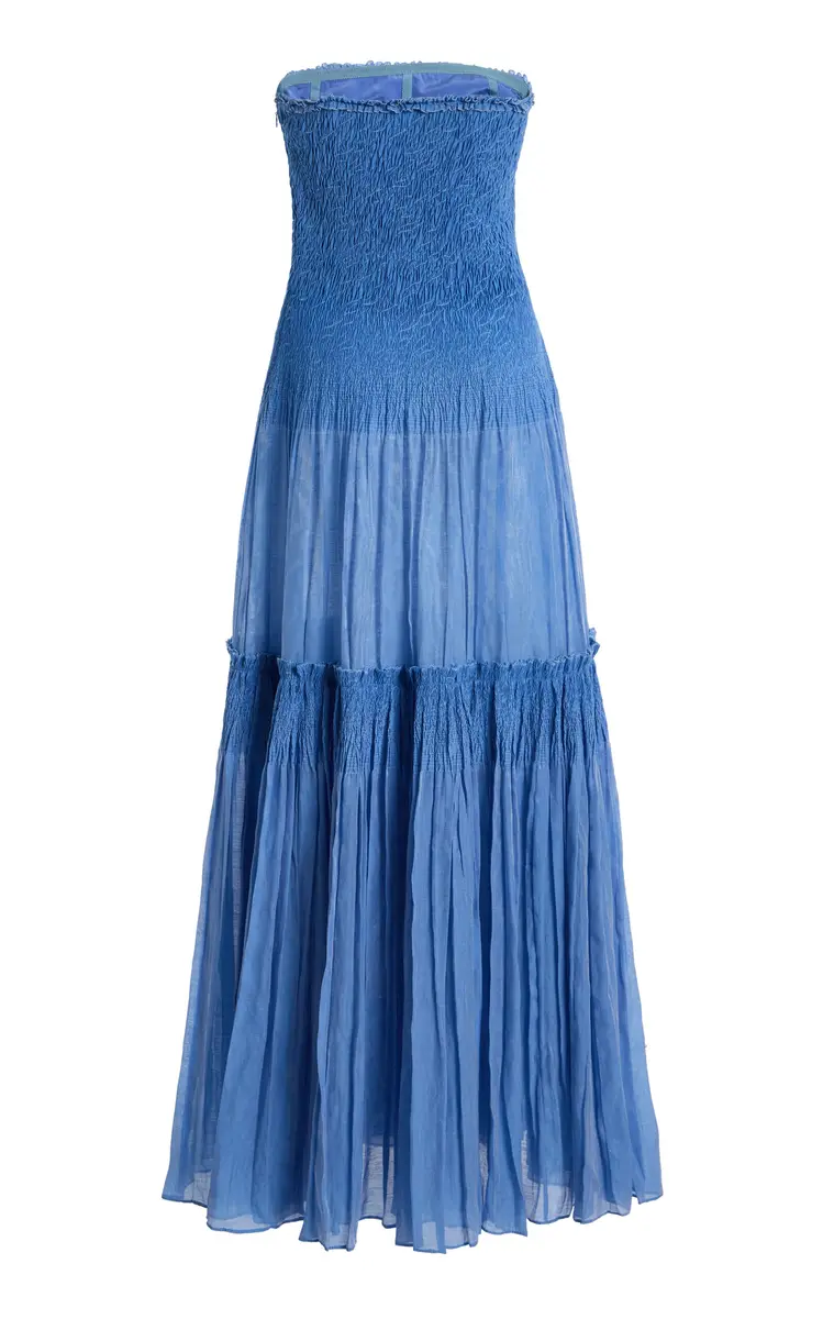 Ulla Johnson Nora Smocked Cotton-Silk Blend Maxi Dress | Thumbnail 6