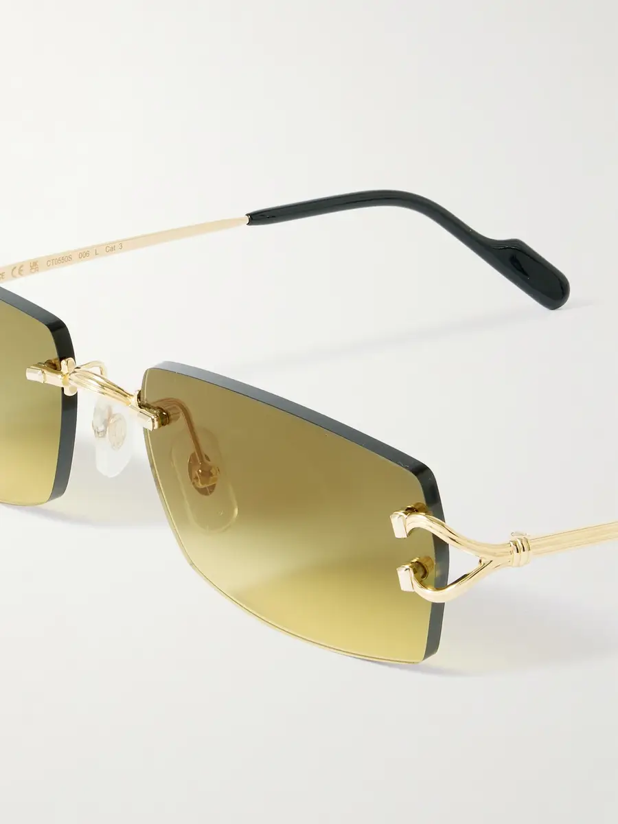 Cartier Eyewear Signature C Rimless Square-Frame Gold-Tone Metal Sunglasses - Men | Thumbnail 3