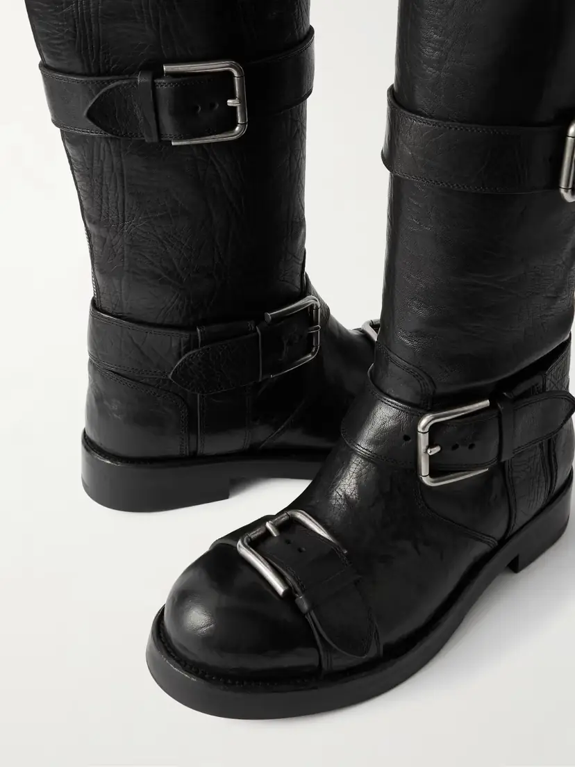 Dolce & Gabbana Bernini Buckled Crinkled-leather Over-the-knee Boots | Thumbnail 4