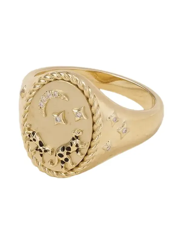 Chevalière Ovale La Savane 9-karat Gold, Diamond And Enamel Ring Chevalière Ovale La Savane 9-karat Gold, Diamond And Enamel Ring