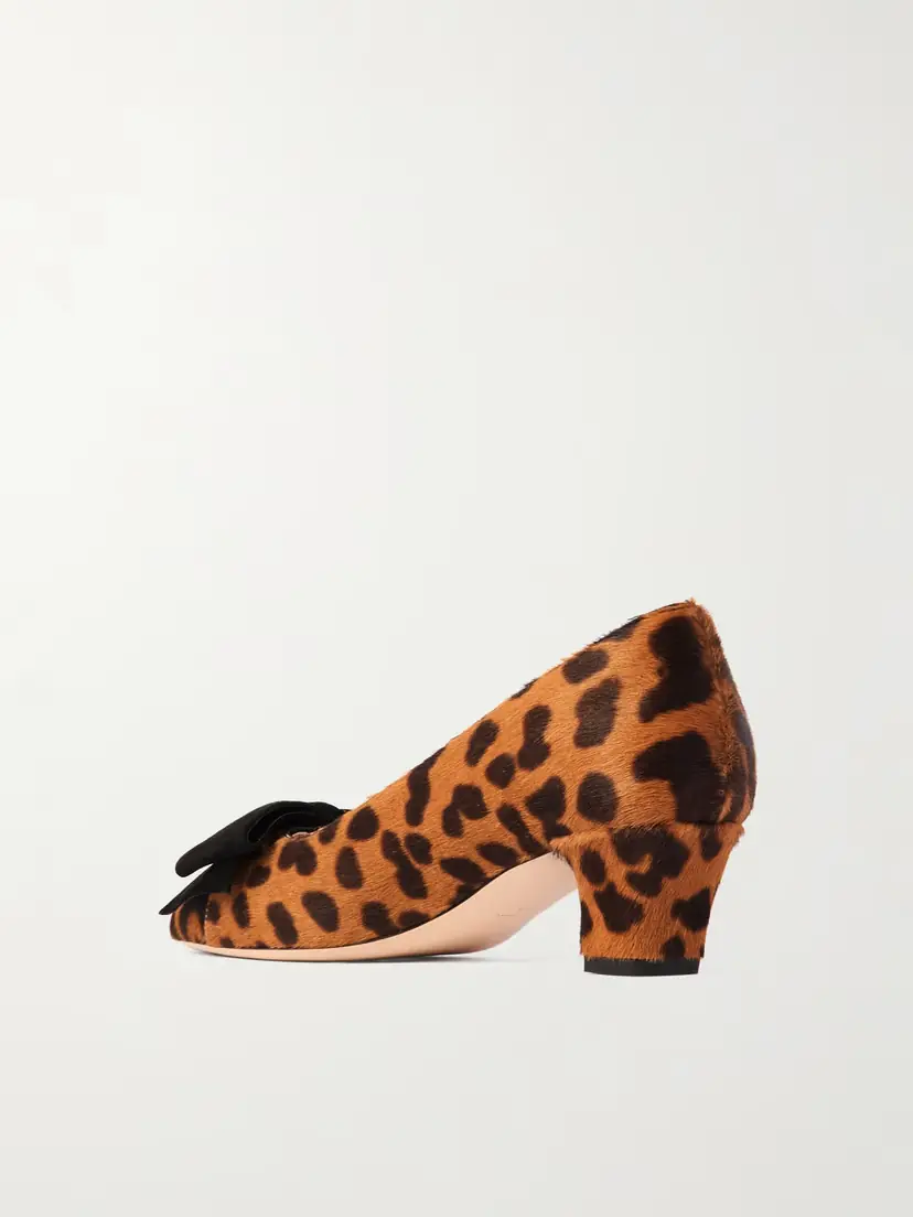 Valentino Garavani Bowow 25 Suede-trimmed Leopard-print Calf Hair Pumps | Thumbnail 3 Valentino Garavani Bowow 25 Suede-trimmed Leopard-print Calf Hair Pumps | Thumbnail 3