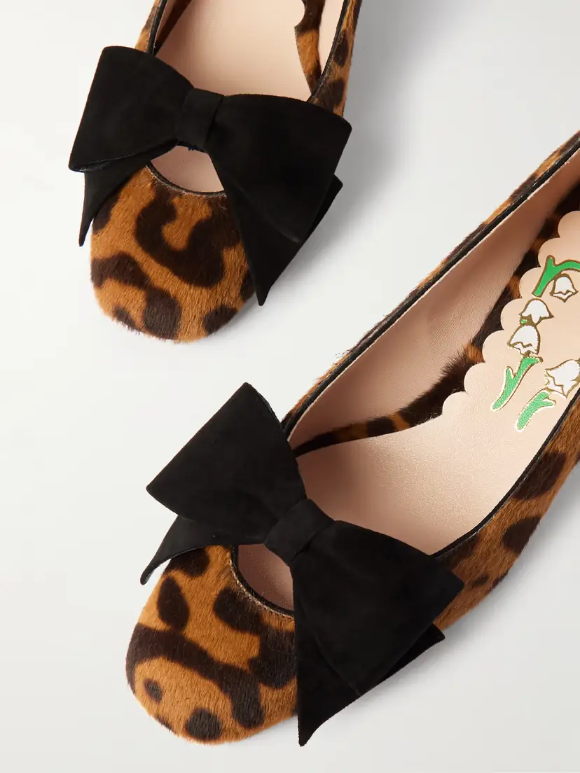 Valentino Garavani Bowow 25 Suede-trimmed Leopard-print Calf Hair Pumps | Thumbnail 4 Valentino Garavani Bowow 25 Suede-trimmed Leopard-print Calf Hair Pumps | Thumbnail 4