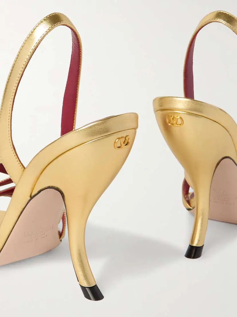 Valentino Garavani Fetishique 105 Metallic Leather Slingback Sandals | Thumbnail 4