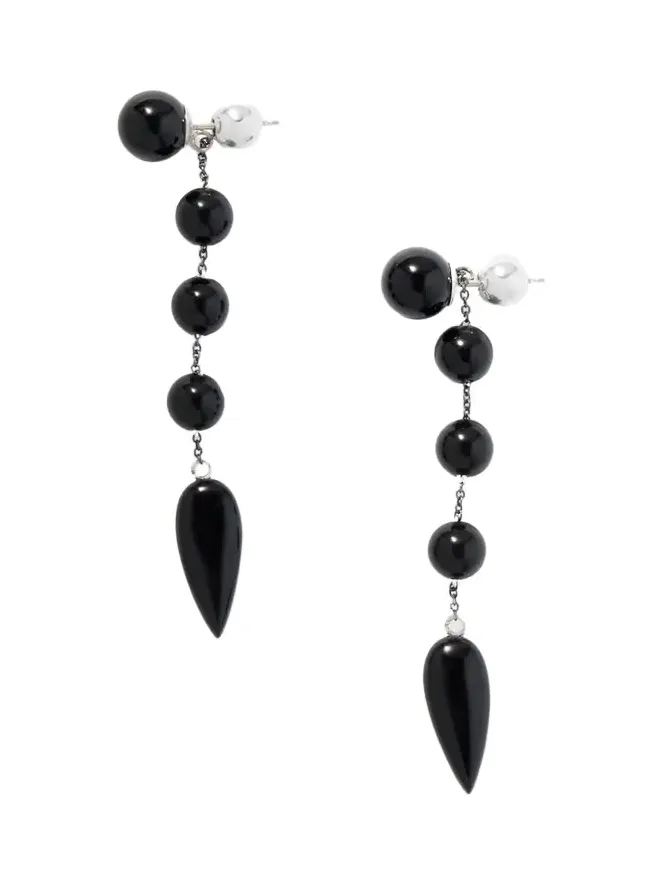 Small Phoenician Silver And Onyx Earrings - Black Small Phoenician Silver And Onyx Earrings - Black