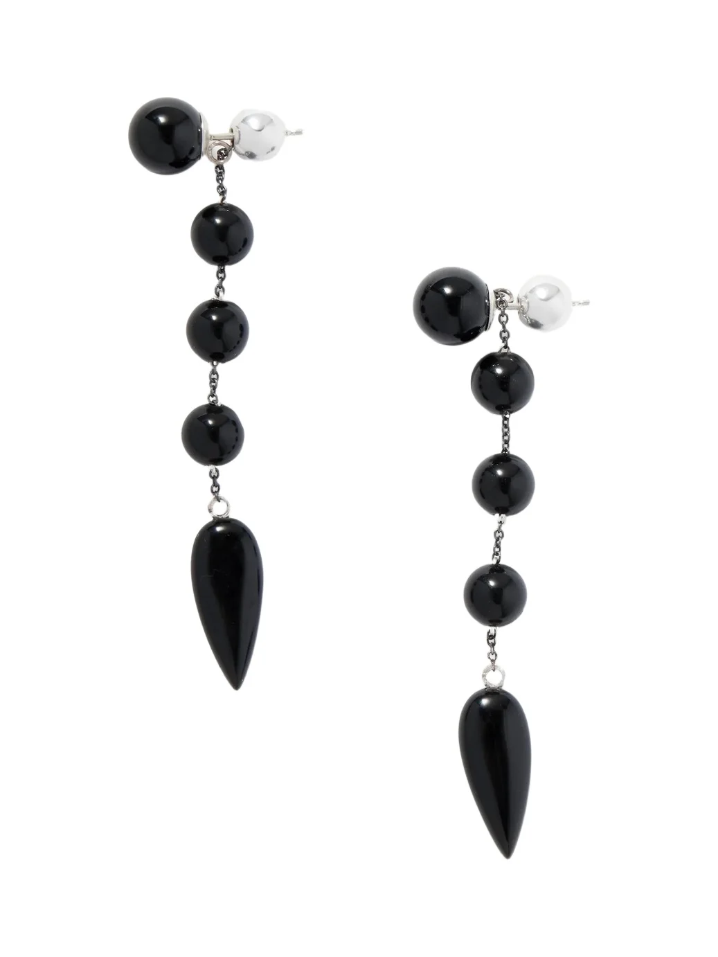 Small Phoenician Silver And Onyx Earrings - Black