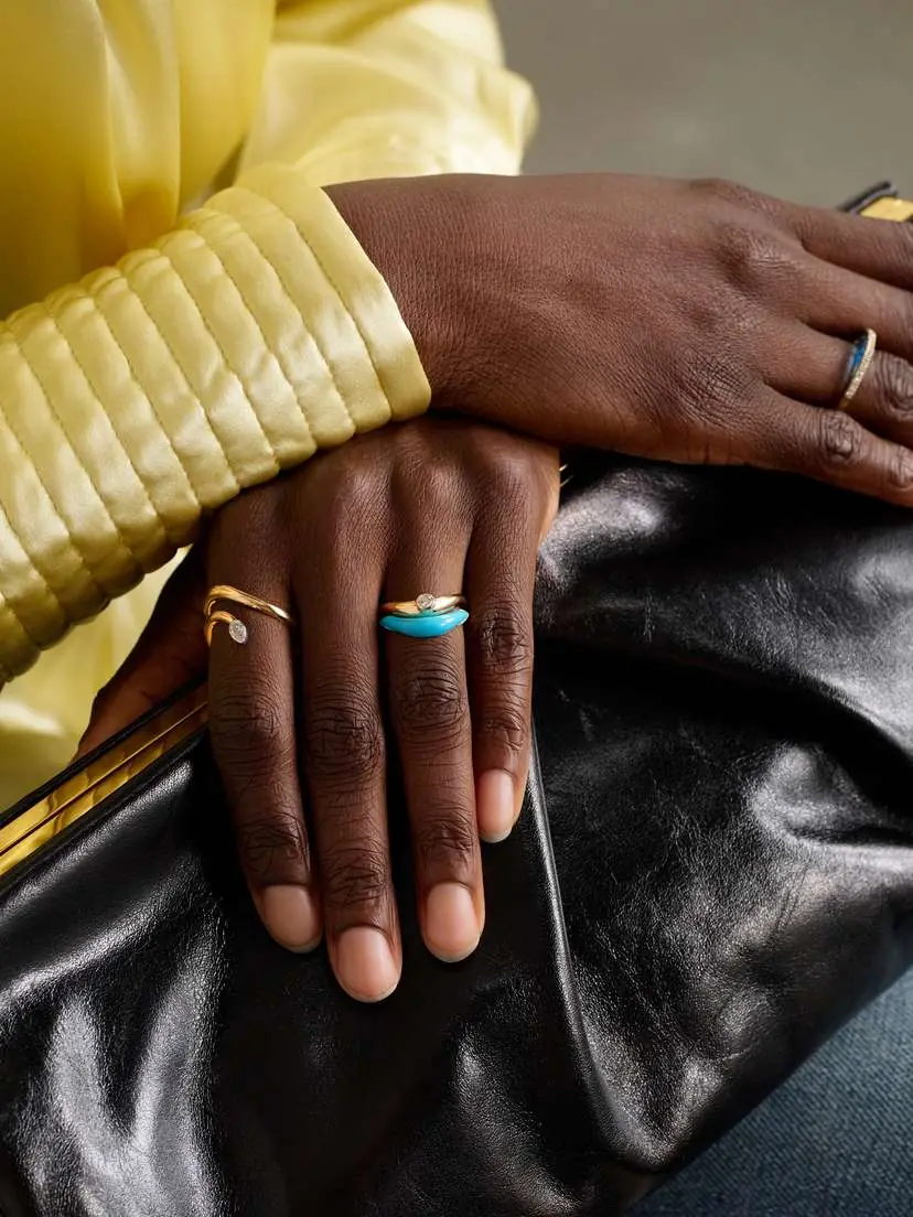 L’Atelier Nawbar Boa Stackable Set Of Two 18-karat Gold, Diamond And Turquoise Rings | Thumbnail 5 L’Atelier Nawbar Boa Stackable Set Of Two 18-karat Gold, Diamond And Turquoise Rings | Thumbnail 5