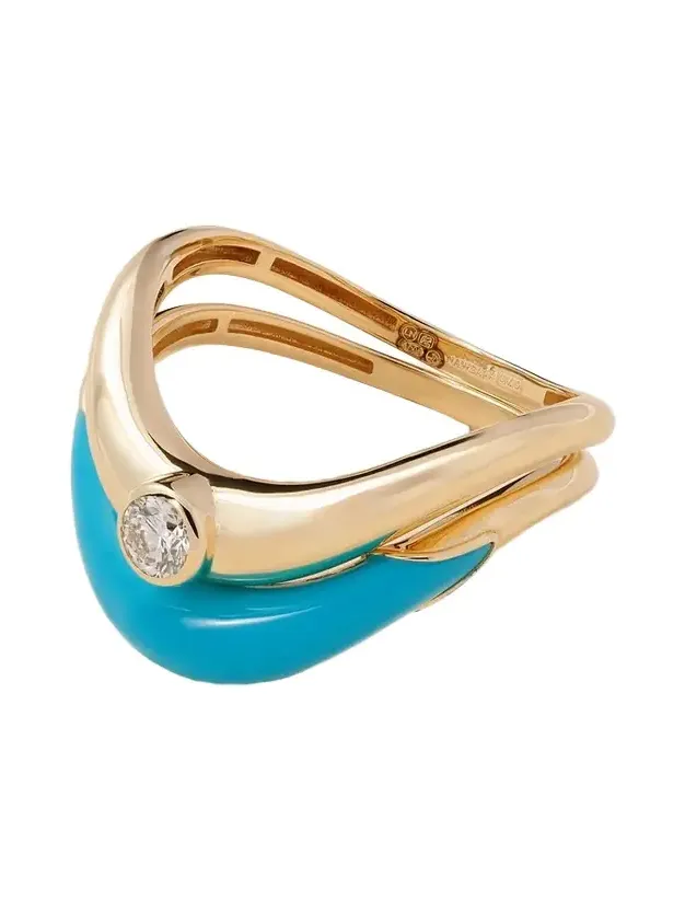 Boa Stackable Set Of Two 18-karat Gold, Diamond And Turquoise Rings