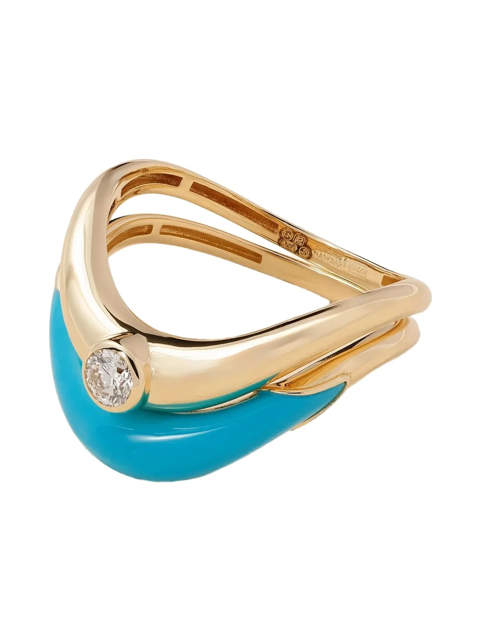 Boa Stackable Set Of Two 18-karat Gold, Diamond And Turquoise Rings Boa Stackable Set Of Two 18-karat Gold, Diamond And Turquoise Rings