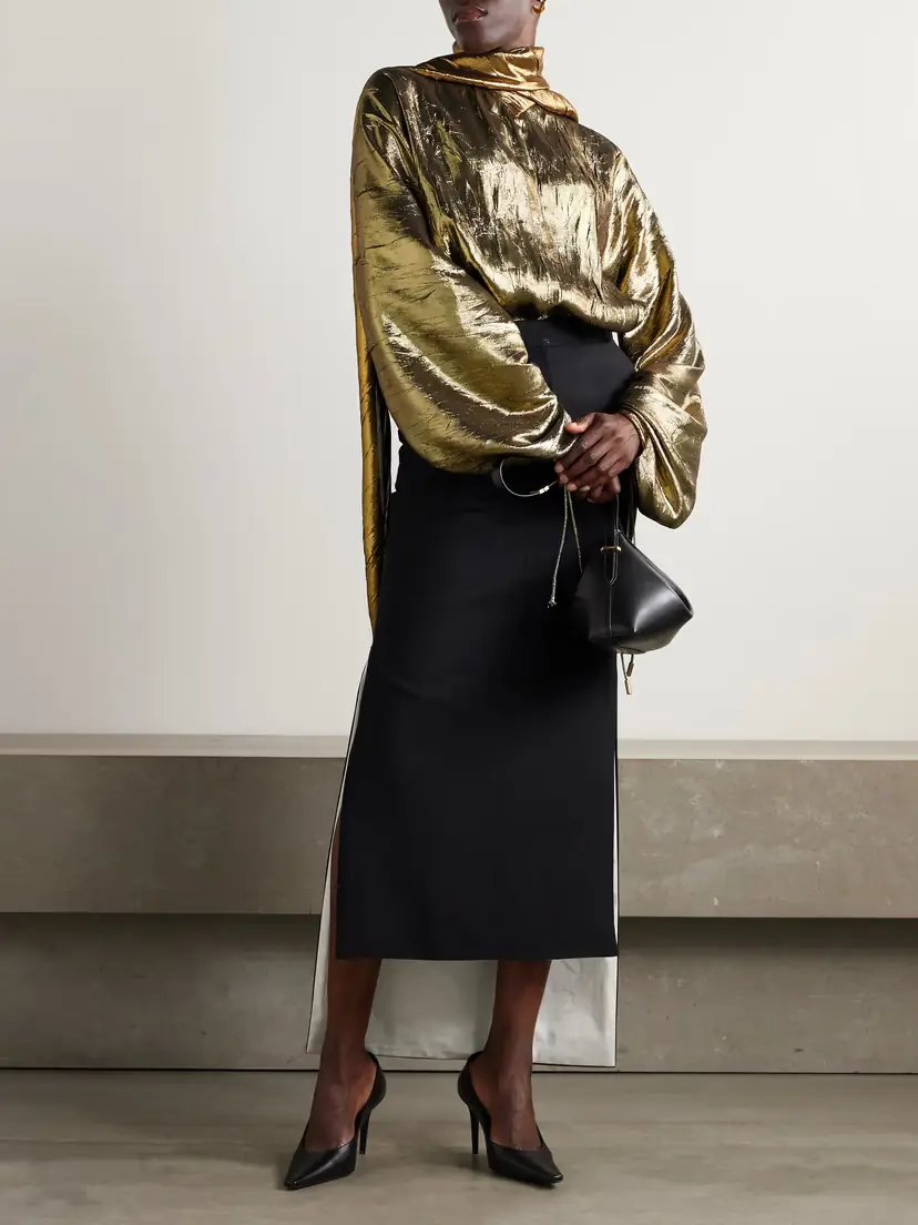 Lanvin Scarf-detailed Gathered Lamé Blouse | Thumbnail 2