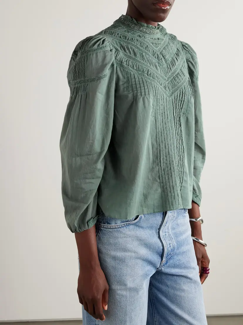 DÔEN Adelphine Crochet-trimmed Pintucked Organic Cotton-voile Blouse | Thumbnail 3 DÔEN Adelphine Crochet-trimmed Pintucked Organic Cotton-voile Blouse | Thumbnail 3