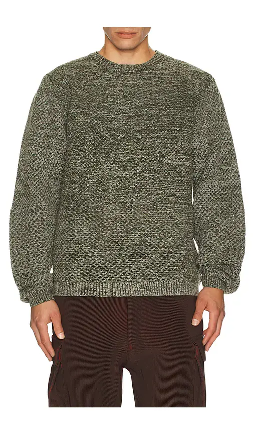 Isa Boulder Solid Crochet Crewneck Sweater
