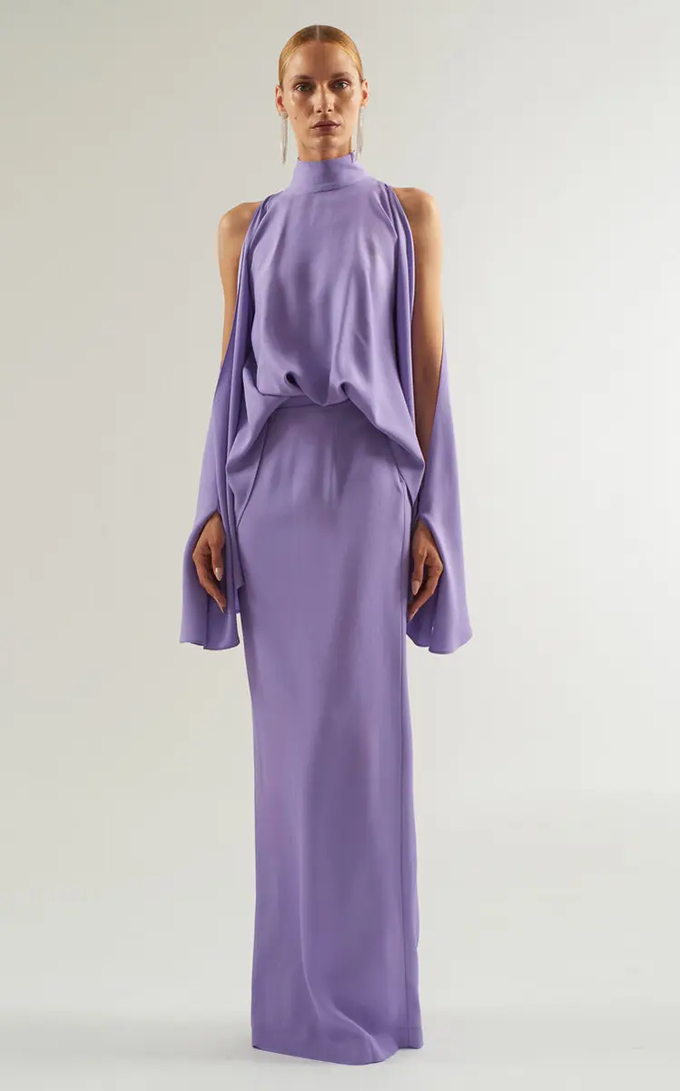 Taller Marmo Bacall Cold Shoulder Satin Maxi Dress | Thumbnail 2
