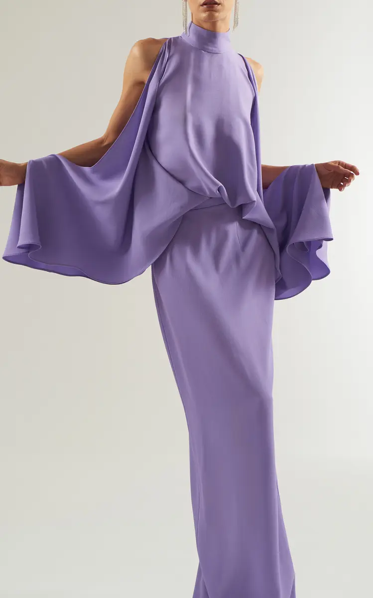 Taller Marmo Bacall Cold Shoulder Satin Maxi Dress | Thumbnail 3