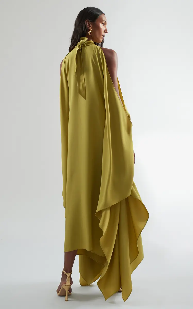 Taller Marmo Aga Cold Shoulder Satin Kaftan | Thumbnail 4