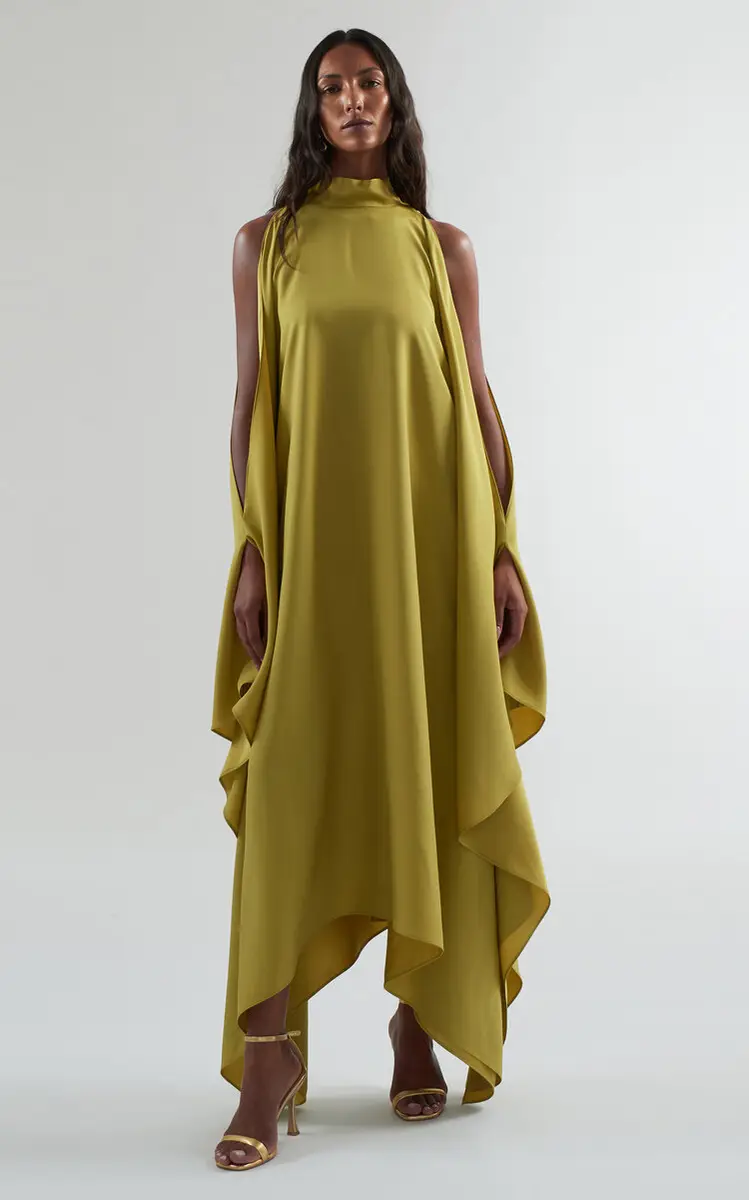 Taller Marmo Aga Cold Shoulder Satin Kaftan | Thumbnail 6