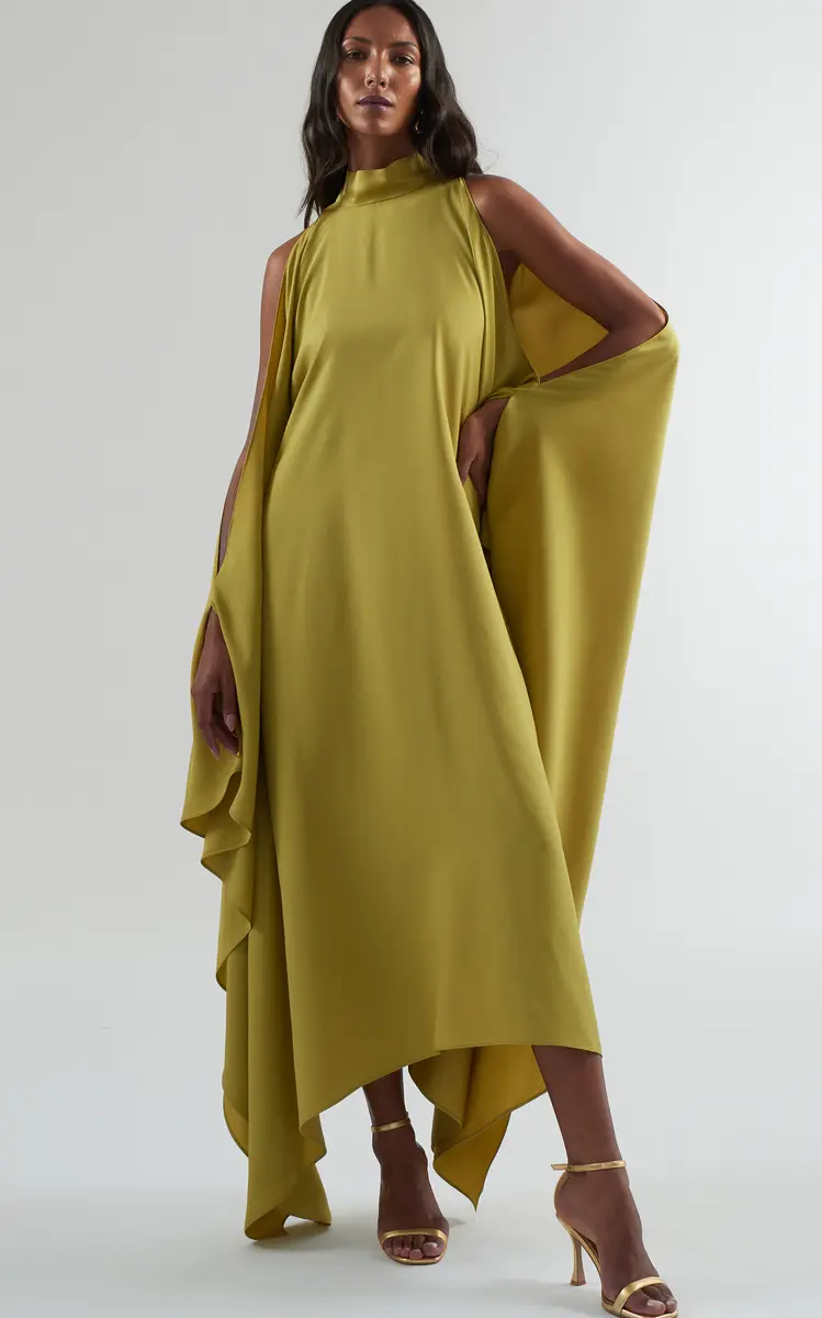 Taller Marmo Aga Cold Shoulder Satin Kaftan | Thumbnail 7