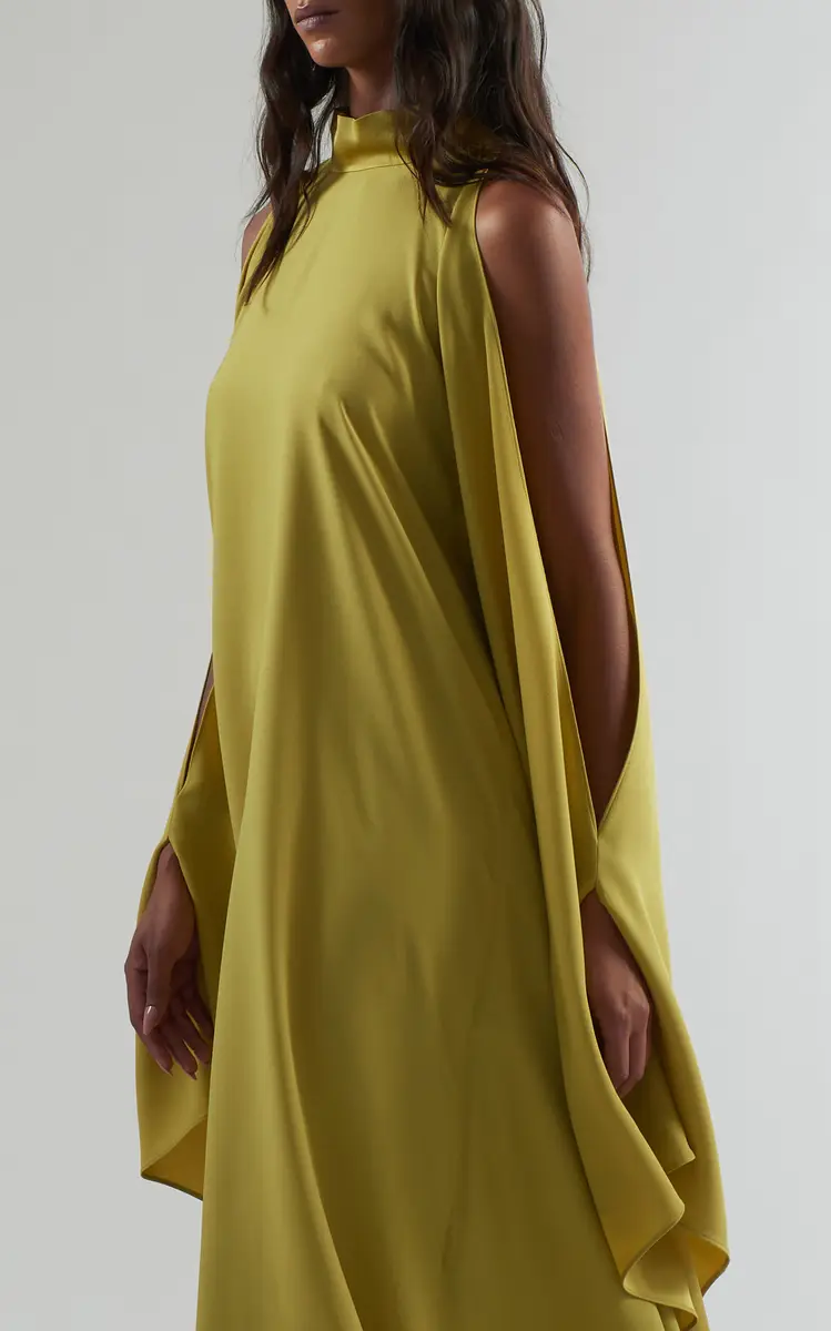 Taller Marmo Aga Cold Shoulder Satin Kaftan | Thumbnail 9