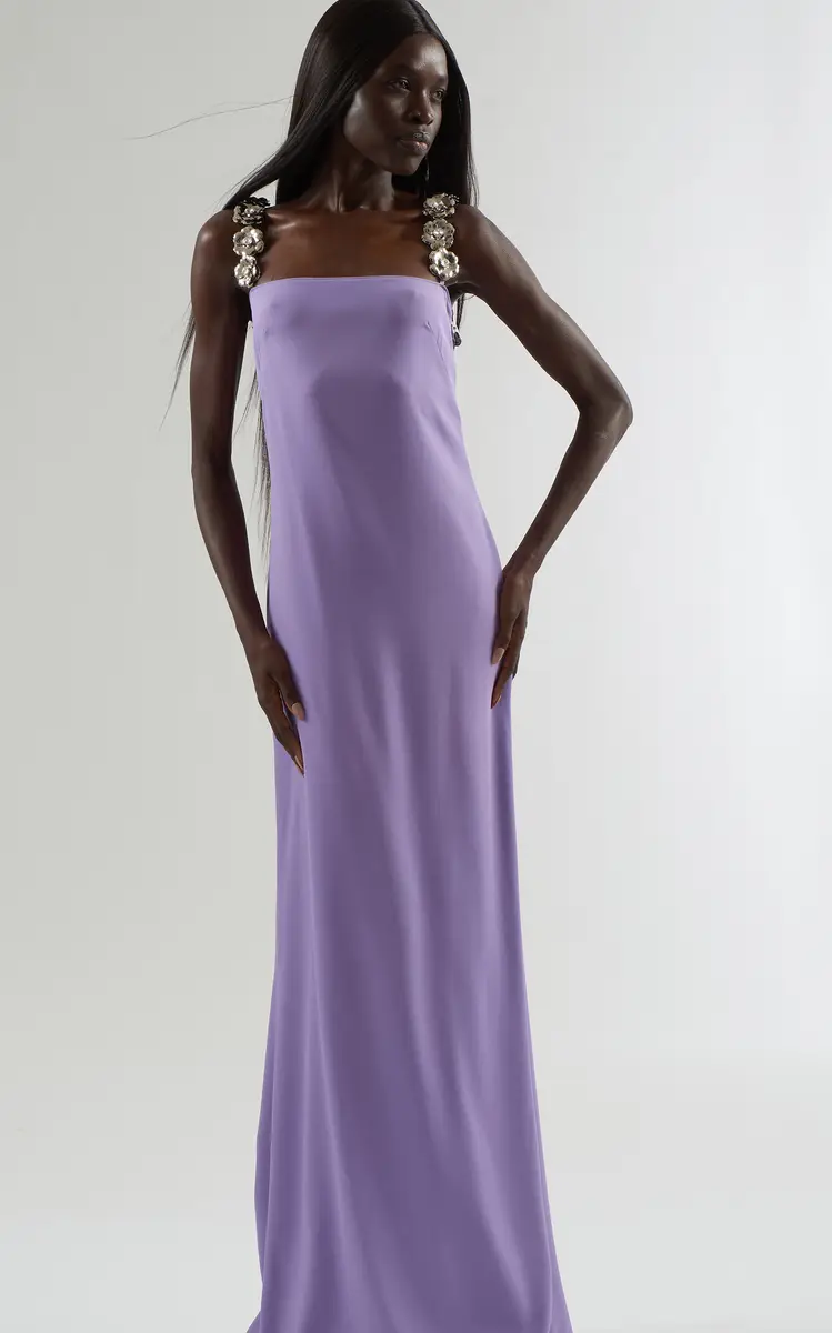 Taller Marmo Consuelo Strap Embellished Satin Maxi Dress | Thumbnail 3
