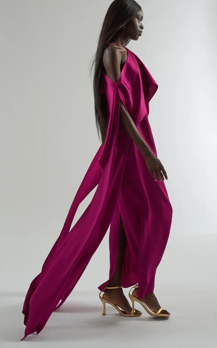 Taller Marmo Nan Dramatic Sleeve Satin Maxi Dress | Thumbnail 3 Taller Marmo Nan Dramatic Sleeve Satin Maxi Dress | Thumbnail 3