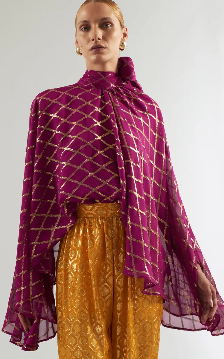Taller Marmo Stevie Geometric Print Silk-Blend Blouse | Thumbnail 3 Taller Marmo Stevie Geometric Print Silk-Blend Blouse | Thumbnail 3