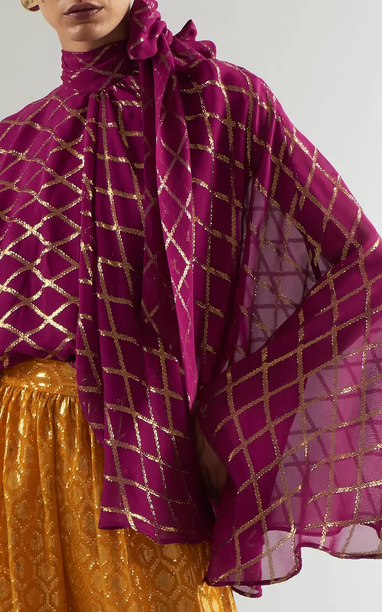 Taller Marmo Stevie Geometric Print Silk-Blend Blouse | Thumbnail 4 Taller Marmo Stevie Geometric Print Silk-Blend Blouse | Thumbnail 4