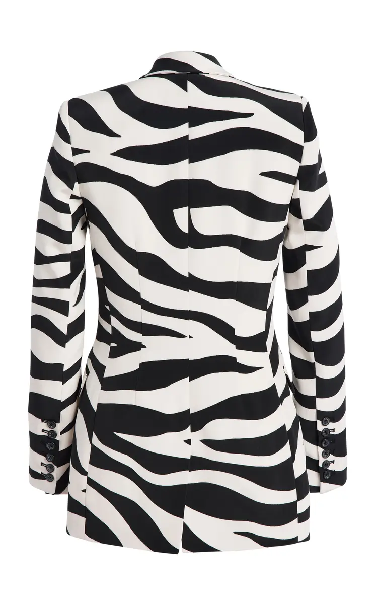 Sergio Hudson Long Notched Collar Silk Crepe Blazer - Animal | Thumbnail 3