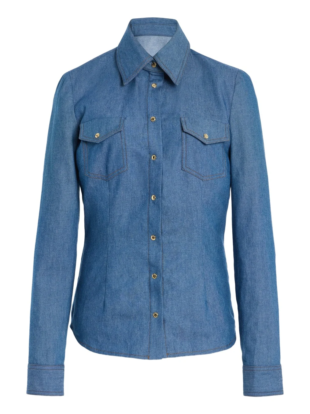 Sergio Hudson Snap-Button-Detailed Denim Shirt
