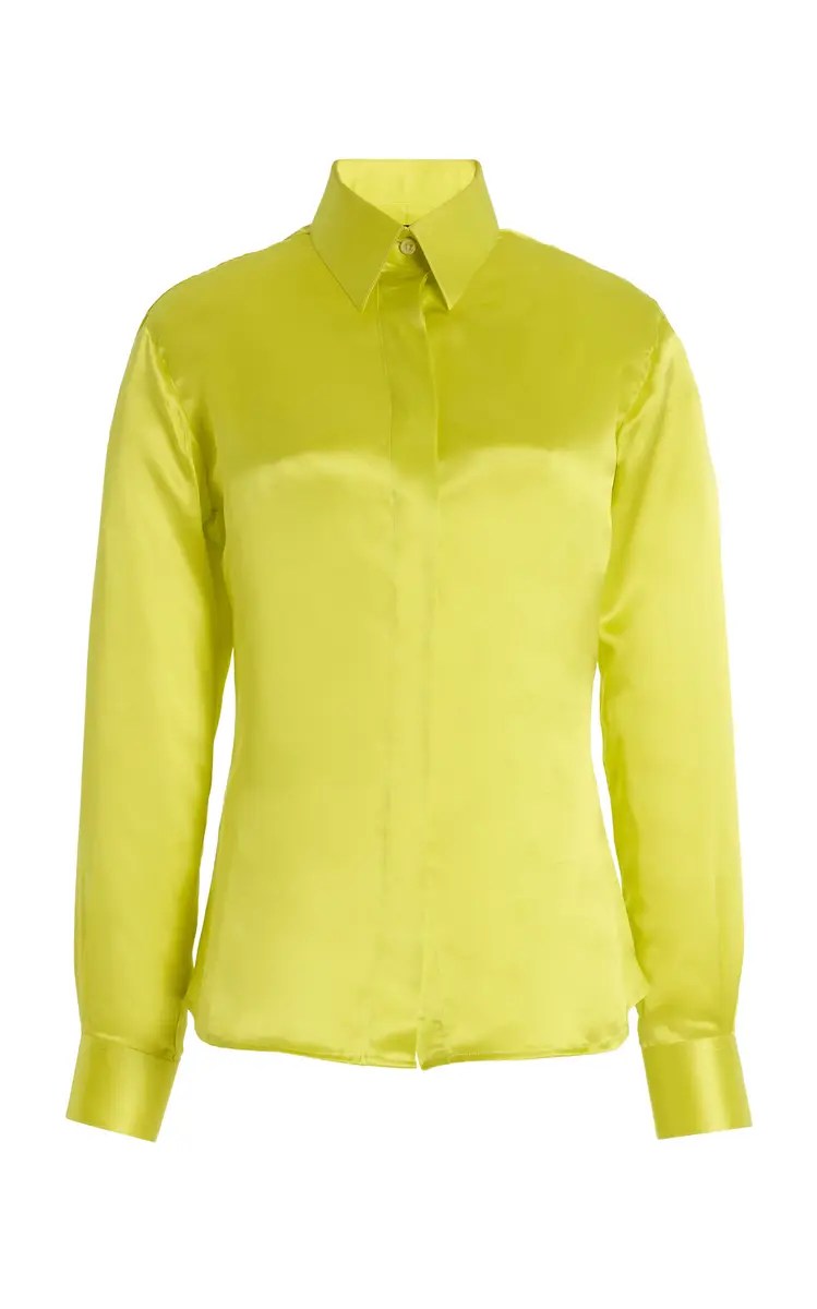 Sergio Hudson Silk-Crepe Button Down Blouse | Thumbnail 6