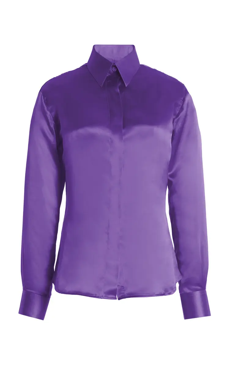 Sergio Hudson Silk-Crepe Button Down Blouse