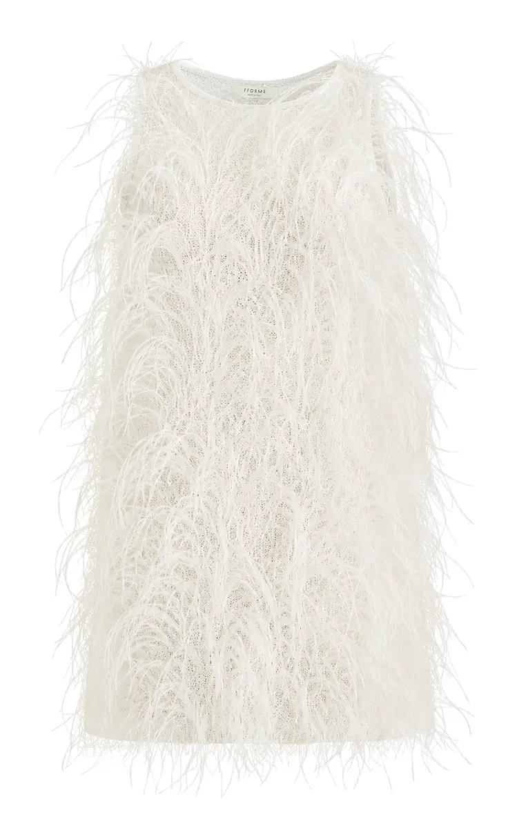 FFORME Salomi Feather-Embellished Cotton-Knit Mini Dress | Thumbnail 7